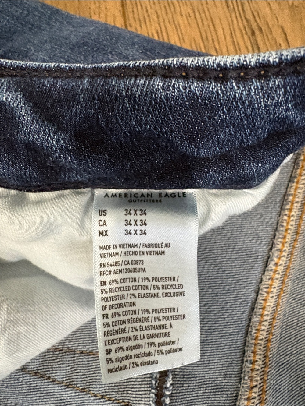 American Eagle Outfitters Men’s Dark Blue Straight-Leg Jeans - Picture 4 of 5